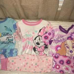 3 sets of Disney PJ’s 0-3m 2 pair 6-9m 1 pair